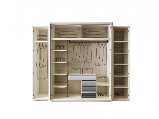 Kleederschaf Schaf Luxus Holz Schief Design Miwwelen Schlofzëmmer Wäiss Nei