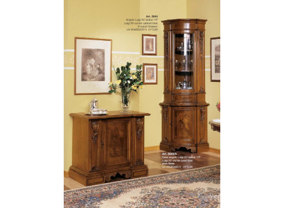 Eckvittrin Eckschaf Vitrin Schaf Holz Schief Italienesch Miwwelen Glas Nei