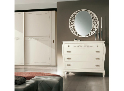 Sideboard Kommode mat Spigel Sideboards Holz Kommoden Miwwelen 2-Teile Wäiss Italien