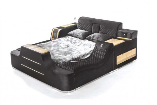 Luxuriéist Bett mat Massagestull Multifunktionsbett Luxus-Textilpolsterung