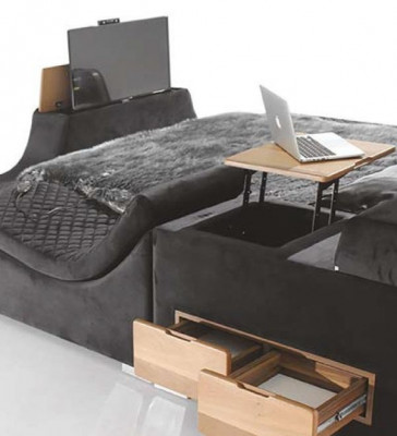 Luxuriéist Bett mat Massagestull Multifunktionsbett Luxus-Textilpolsterung