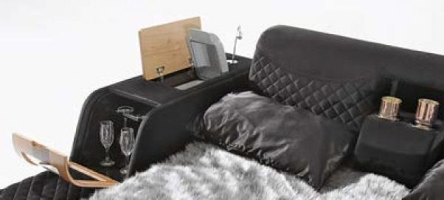 Luxuriéist Bett mat Massagestull Multifunktionsbett Luxus-Textilpolsterung