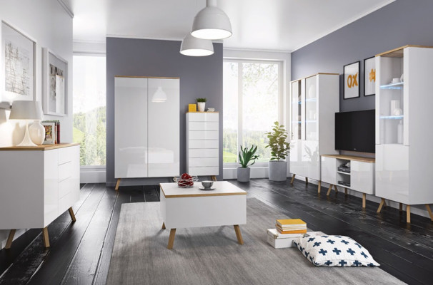 Héichglanz Wunnwand Schiefwand Wunnzëmmer Deko Schaf Vitrín Sideboard