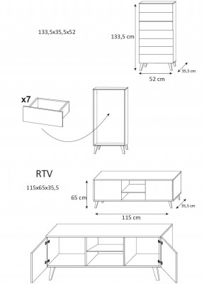 Héichglanz Wunnwand Schiefwand Wunnzëmmer Deko Schaf Vitrín Sideboard
