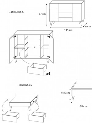 Héichglanz Wunnwand Schiefwand Wunnzëmmer Deko Schaf Vitrín Sideboard