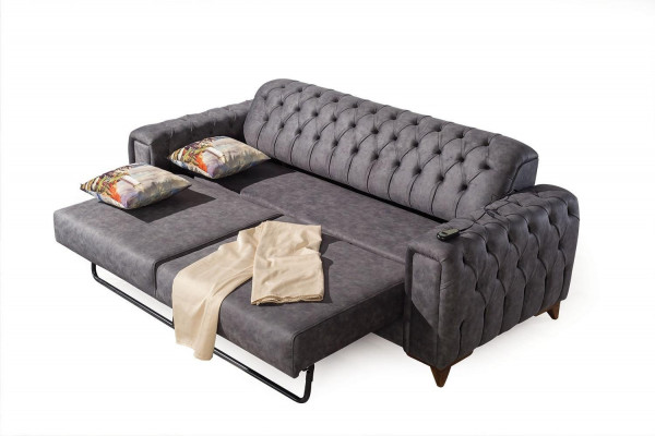Chesterfield Sofagarnitur Couch Set Polster Miwwel Set 3+3+1 Couchen Sëtzgrupp
