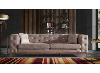 Canapé Canapé 3 Sëtz Polster Wunnzëmmer Canapé Designer Miwwelen Taupe Luxus