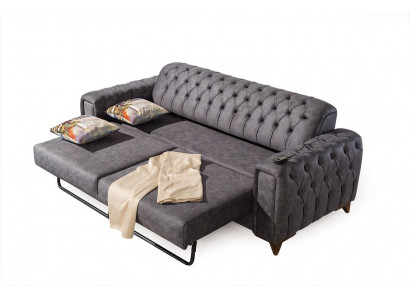 Dräisëtzer Sofa 3 Sëtzer Sofas Still Stoff Couche Miwwel Textil Faarf Gro