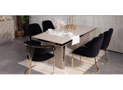 Iessdësch Holz Iessdëscher Dëscher Dësch Design Gold Luxus Iesszëmmer Miwwelen Designer