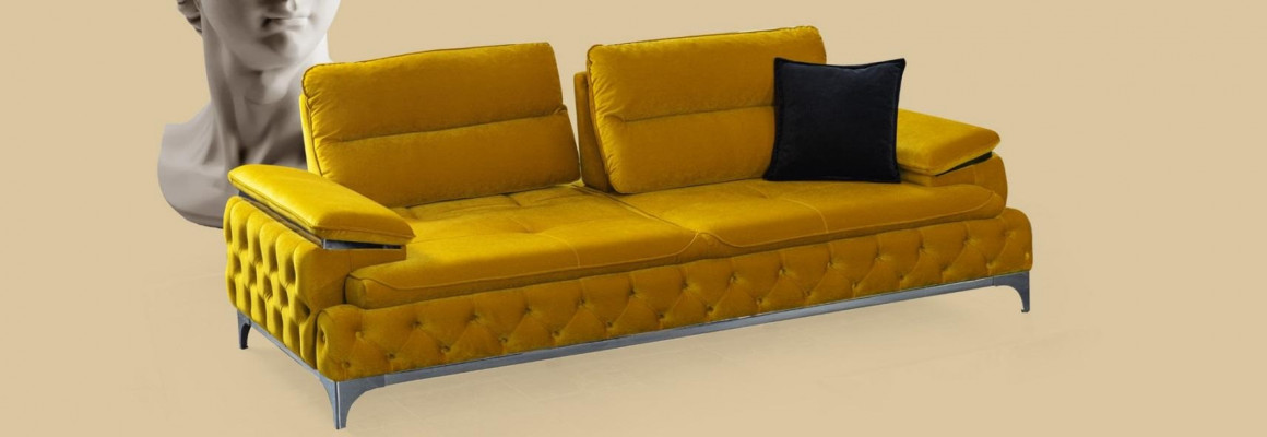 Italieneschen Stil Moderne Dräi-Sëtzer Sofa Wunnlandschaft Textilsofa 3 Sëtzer Nei