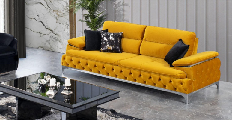Italieneschen Stil Moderne Dräi-Sëtzer Sofa Wunnlandschaft Textilsofa 3 Sëtzer Nei