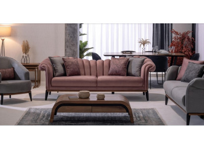 Italienesch Stil 2-Sëtzer Wunnzëmmer Canapé Sofa Polster Sëtz Textil Rosa Nei