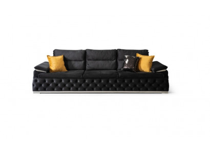 Dreiplazs Couch Design Sofa Modern 4er Sëtz Sofas Zëmmer Miwwelen Schwaarz Polster
