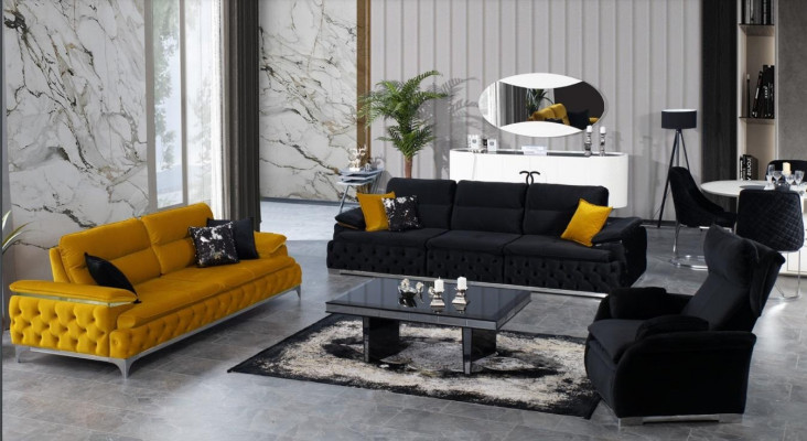 Sofagarnitur 3+3+1 Sëtz Sofa Couch Polster Garnitur Couchen Stoff