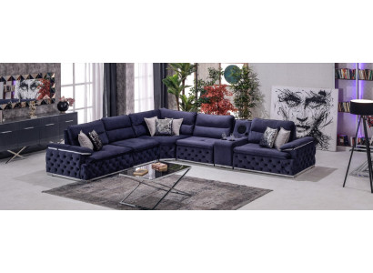 Eckcouch an L-Form Chesterfield Miwwelen Design Sofa Italienesch Miwwelen