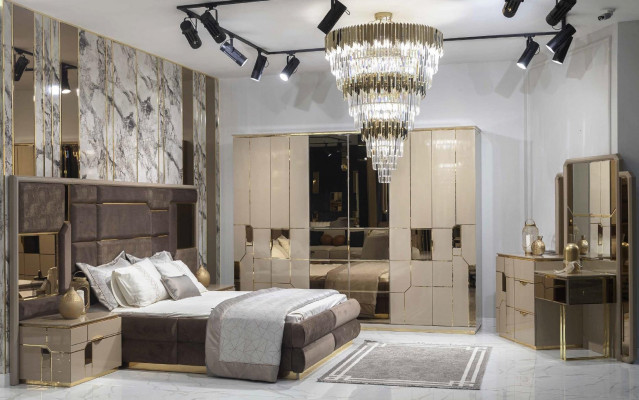 Bett Këssen Bettrahmen Miwwelen Design Duebelbett Luxus Schlofzëmmer