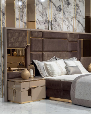 Bett Këssen Bettrahmen Miwwelen Design Duebelbett Luxus Schlofzëmmer