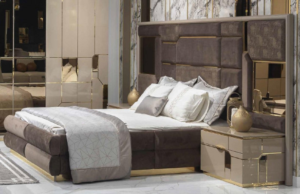 Bett Këssen Bettrahmen Miwwelen Design Duebelbett Luxus Schlofzëmmer