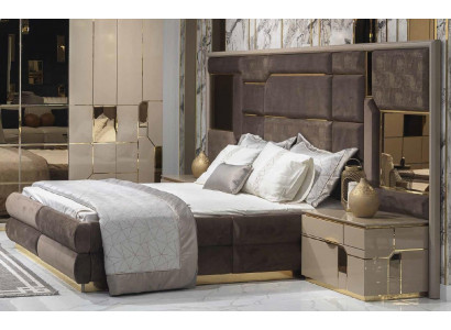 Bett Këssen Bettrahmen Miwwelen Design Duebelbett Luxus Schlofzëmmer