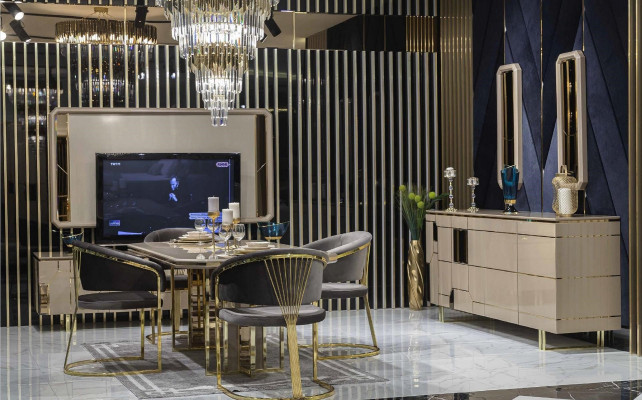 Héchglanz Kommode XXL Sideboard mat Spigel Sideboards Holz Kommoden Miwwelen 2stéckeg