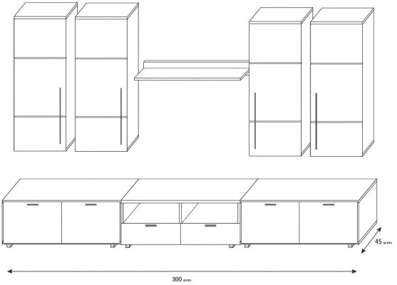 Héichglanz Wunnwand Schiefwand Wunnzëmmer Schaf Vitrinn Sideboard
