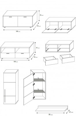 Héichglanz Wunnwand Schiefwand Wunnzëmmer Schaf Vitrinn Sideboard