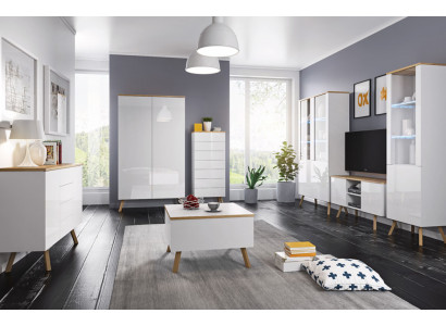 Héichglanz Wunnmauer Schiefwand Wunnzëmmer RTV Vitrin Sideboard