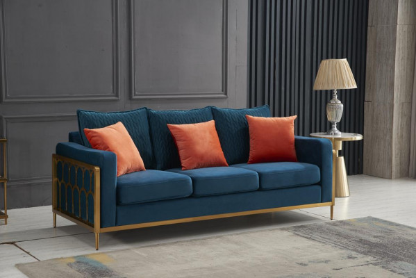 Dräisëtzer Couch Polster Sofa Design 3er Sëtz Sofas Zëmmer Miwwelen Beige