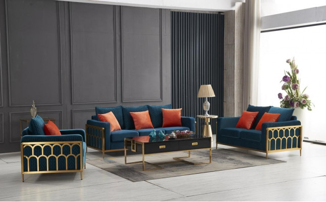 Dräisëtzer Couch Polster Sofa Design 3er Sëtz Sofas Zëmmer Miwwelen Beige