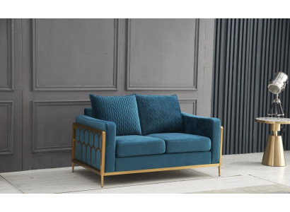 Sofa 2 Sëtzer Couch Design Polster Modern 100% Textil Stoff Modern
