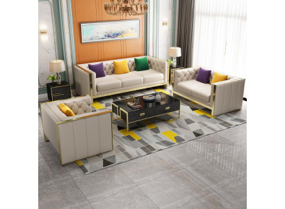 Sofagarnitur 3+2+1 Sëtzer Set Design Sofa Polster Kanapéë Couch Modern Luxus