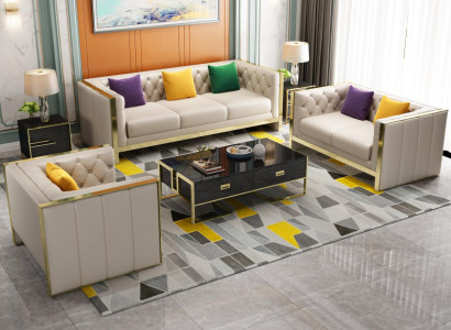 Sofagarnitur 3+2+1 Sëtzer Set Design Sofa Polster Kanapéë Couch Modern Luxus