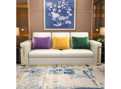 Design Këssen Luxus Sëtz Sofa Canapé Textil Sofa 3 Sëtz Kënschtlecher Lieder Dräi-Sëtz !