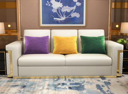 Design Këssen Luxus Sëtz Sofa Canapé Textil Sofa 3 Sëtz Kënschtlecher Lieder Dräi-Sëtz !