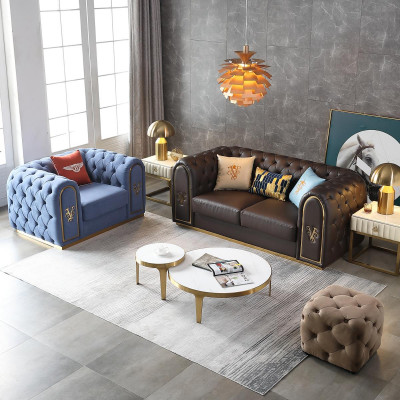 Dreiséitzer Design Sofa 3 Sëtzer Relax Sofas Polster Couch Sëtz Chesterfield Nei