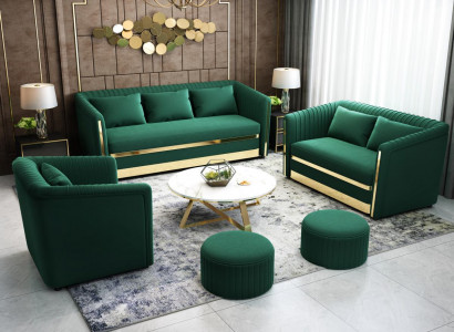 Sofagarnitur Textil Canapé Garnituren Design Modern Sofa 3+1 Sëtzer Sofaen