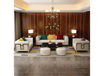 Sofagarnitur Grouss Set 3+1 Sëtzer Lieder Sofa Couch Garnitur Design Couchen