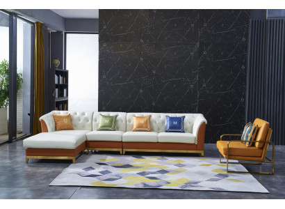 Design Sofa Couch Ecksofa Luxus Hocker Polster Garnitur Wunnlandschaft