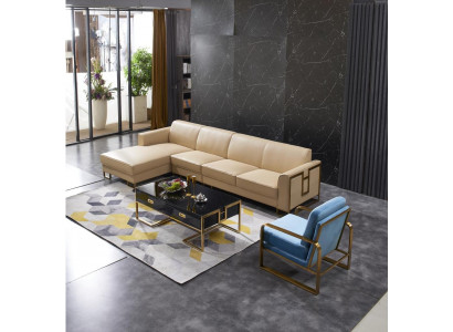 Modern Sofa Ecksëtz L-Form Fauteuil Couchtisch Pouf Ecksëtz Polster
