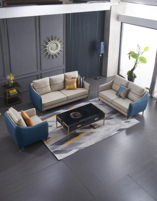 Wunnlandschaft Sofa Polster Sofasett 3+2+1 Dësch Stubendësch Beistelltësch