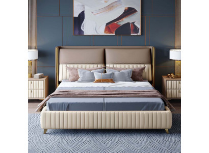 Bett 3-delig Schlofzëmmer Set Design Modern Luxus Schlofzëmmer Nuetsschaf.