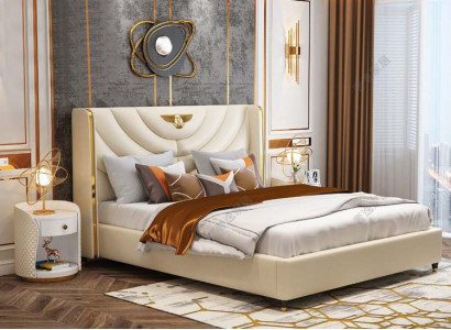 Schlofzëmmer Bett Nuetsdëscher 3 Deeler. Set Design Luxus Better Holz Duebelbett NEI