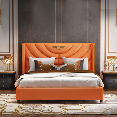 Holz Design Bett Duebel Luxus Koppel Hotel Modernen Gestell Schlofzëmmer.