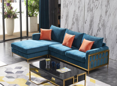 Stoff Modern Couch Wunnlandschaft Textilcanapé Canapéensemble Canapé L-Form