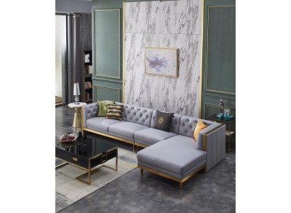 Eck-Couch Couch Canapé Lieder-Couch Wohnlandschaft Luxus Miwwelen L-Form