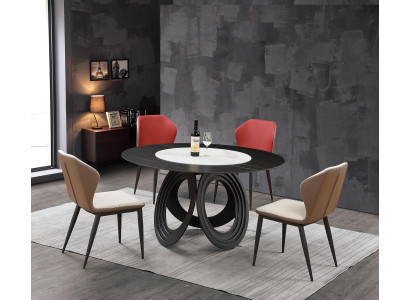Designer Holz Iessen Wunnen Zëmmer Set Deko Dësch 4x Lehn Still Set Garnitur