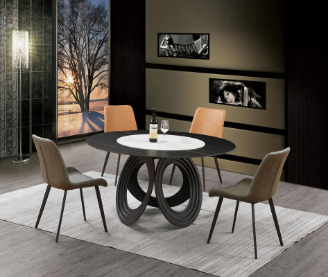 Ronnen Iessdësch Dësch 135cm Metall Ronn Konferenz Modern Dëscher