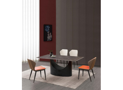 Design Iessdësch 4 Still Set Garnitur Zëmmer Grupp 5 Deeler. Dëscher Marmor.