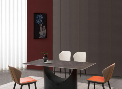 Design Iessdësch 4 Still Set Garnitur Zëmmer Grupp 5 Deeler. Dëscher Marmor.