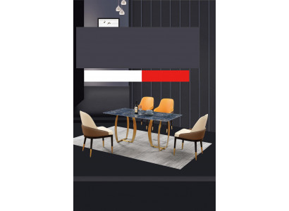 Iesszëmmer Set Iessdësch 4x Stull Garnitur Dësch Grupp 5 Stéck Set Komplett